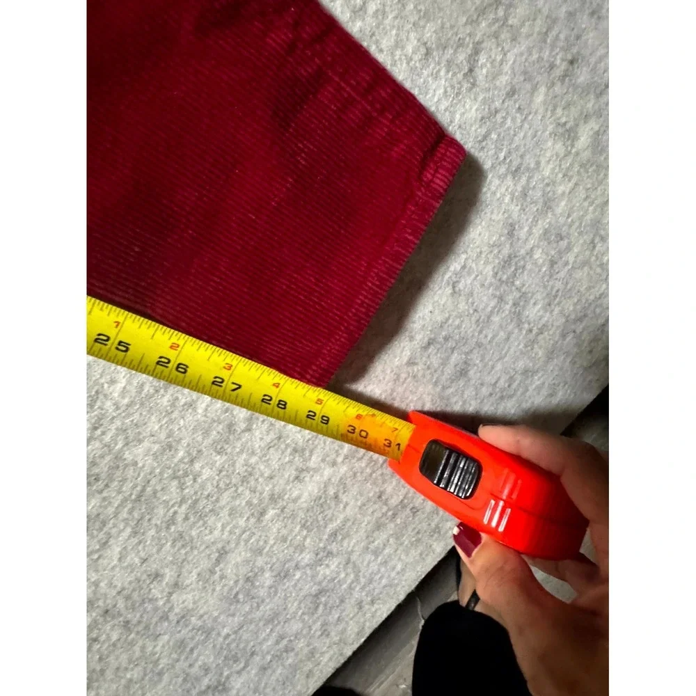 Ralph Lauren Women's Size 4 Red Corduroy Straight Leg Pants Pocket Logo